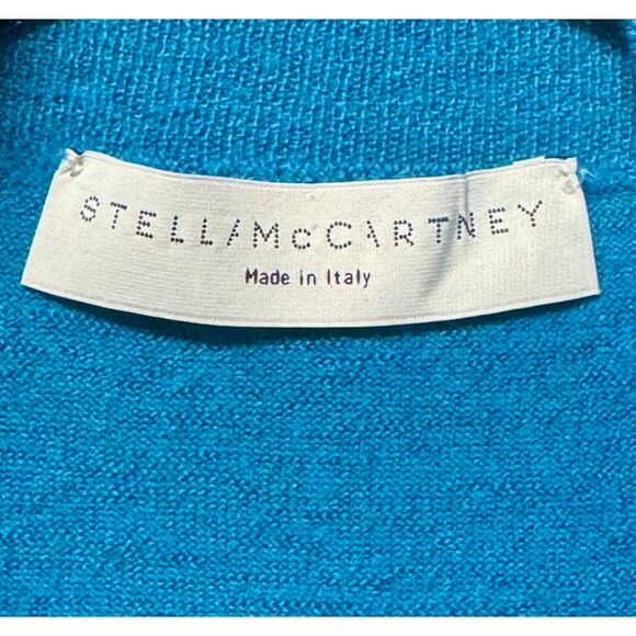 STELLA MCCARTNEY Wool/Cashmere Blue Ruffle Front Cardigan, Sz 40 (S) - Picture 7 of 10